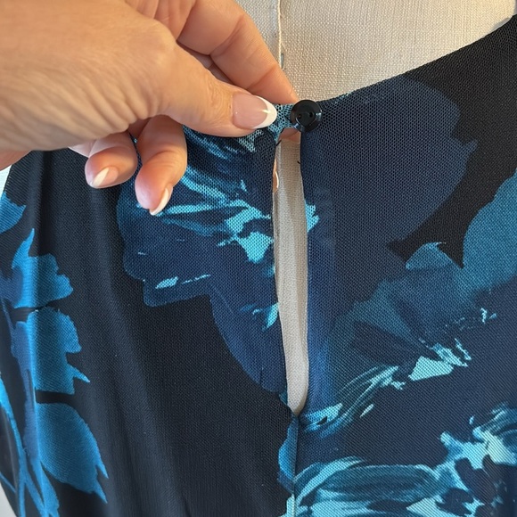 Alexa B maxi / midi mesh evening dress stretch halter waisted flowy floral 12 - Picture 9 of 14